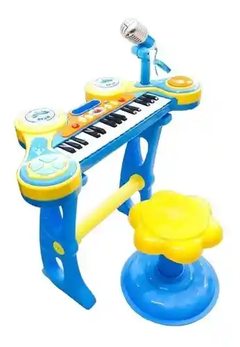 Juguete Organeta Piano Teclado Mp3 Con Sillita, Base Para Niño