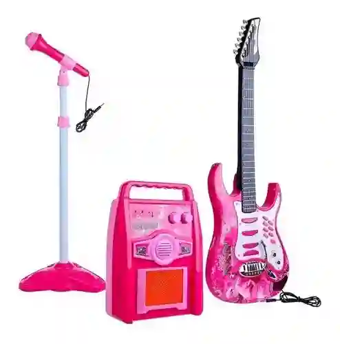 Juguete Guitarra Microfono Parlante Rosada