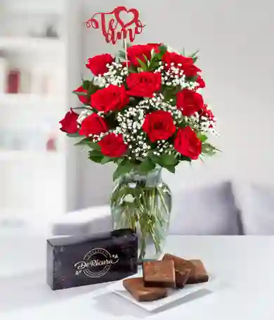 Rosas Rojas Con Chocolate