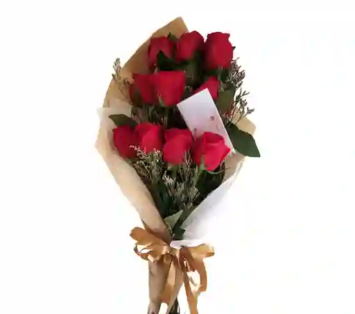 Bouquet De 12 Rosas Rojas Y Caspia.