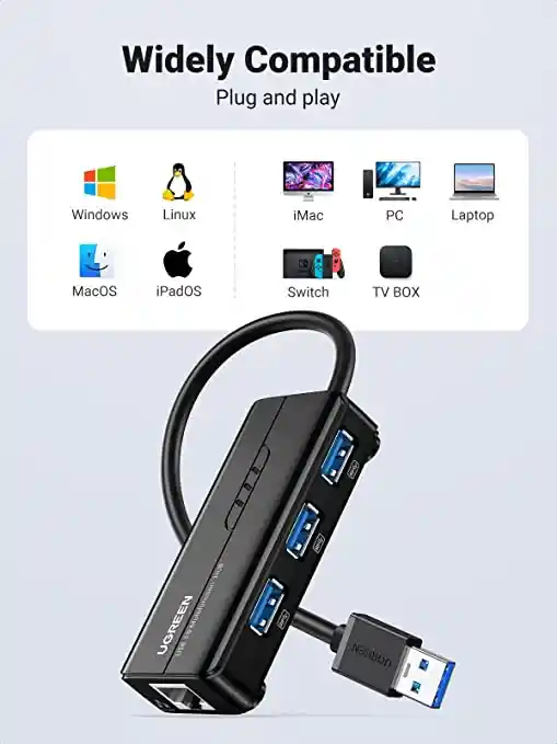 Ugreen Hub Usb 3.0 + Rj45 (ethernet Gigabit)