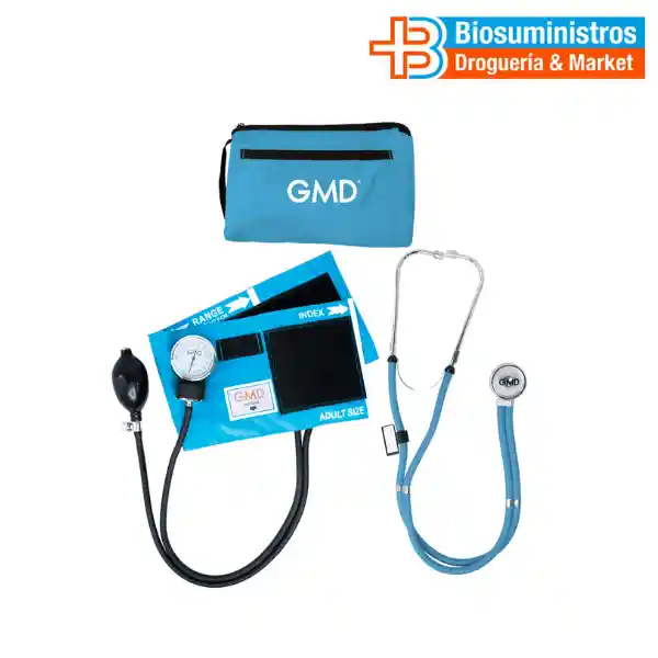 Kit De Tensiómetro Y Fonendoscopio Rappaport Gmd Colors Azul Cielo