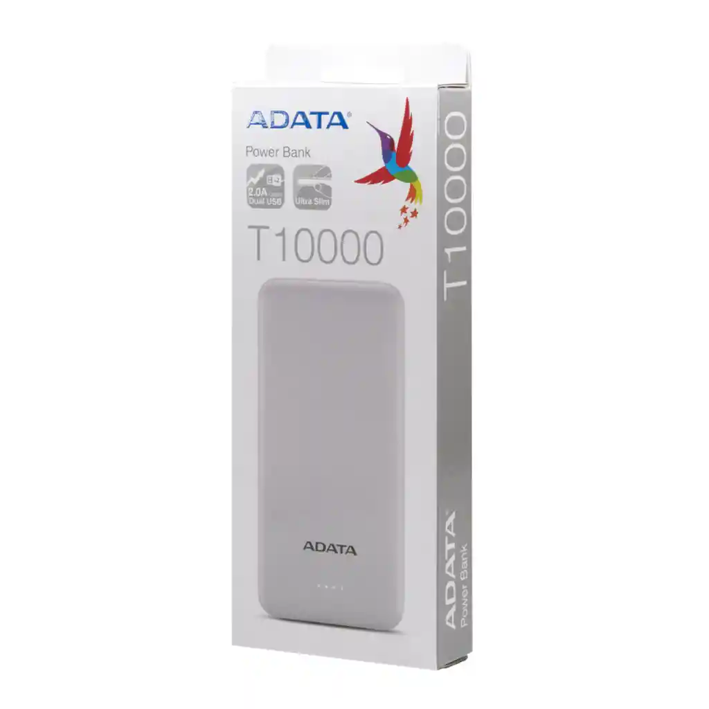 Cargador Portátil Compacto Power Bank 10000mah Adata T10000 Blanco