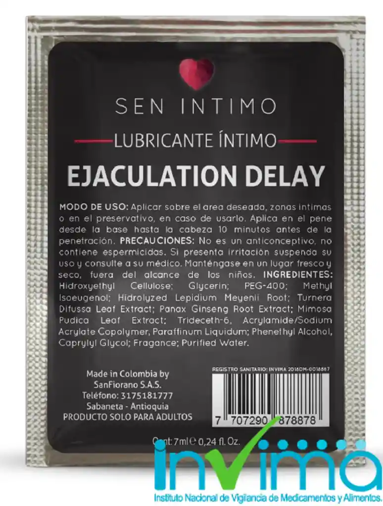 Retardante (ejaculation Delay) Crema Sen 7ml