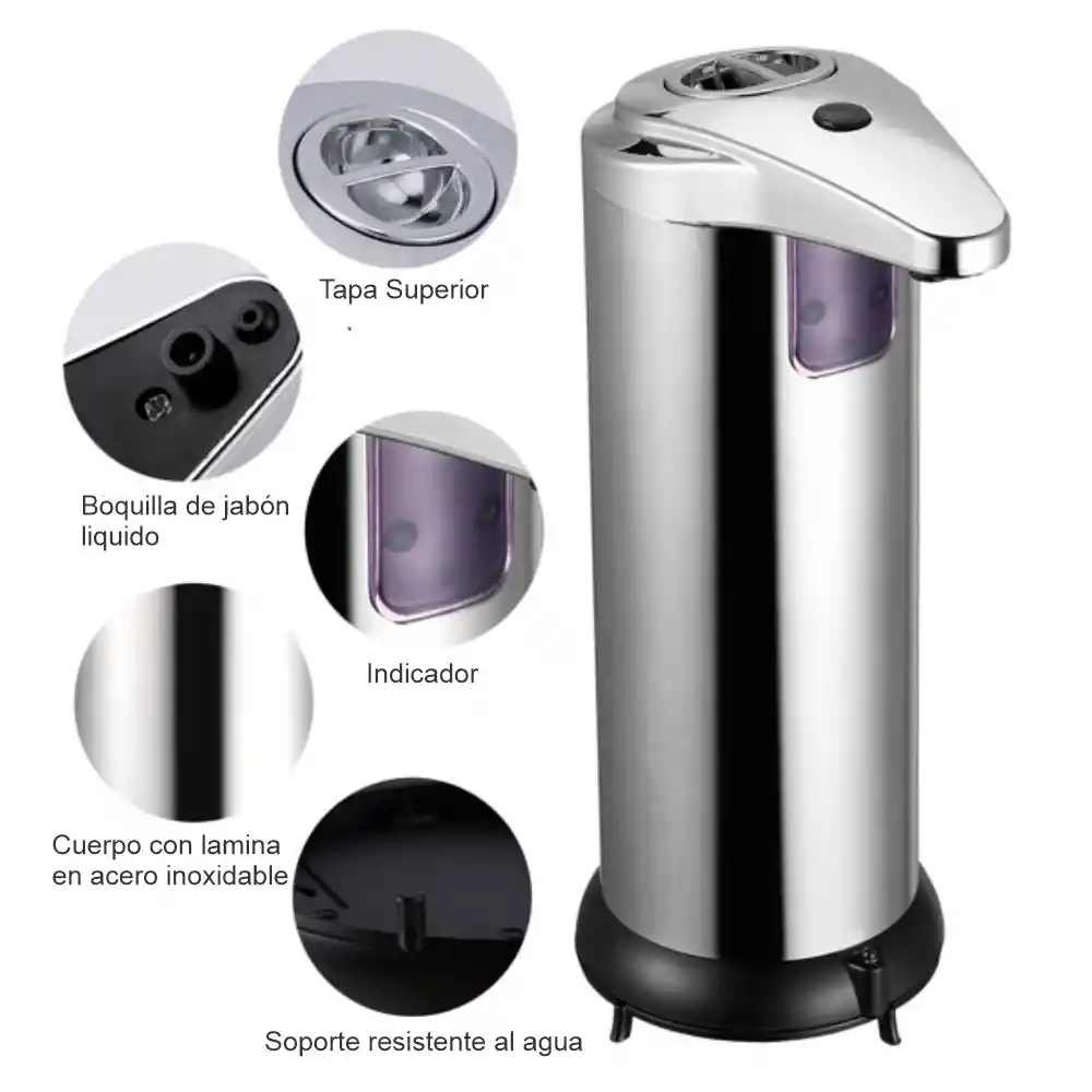 Dispensador Automático De Jabón Y Gel Liquido Sensor Acero