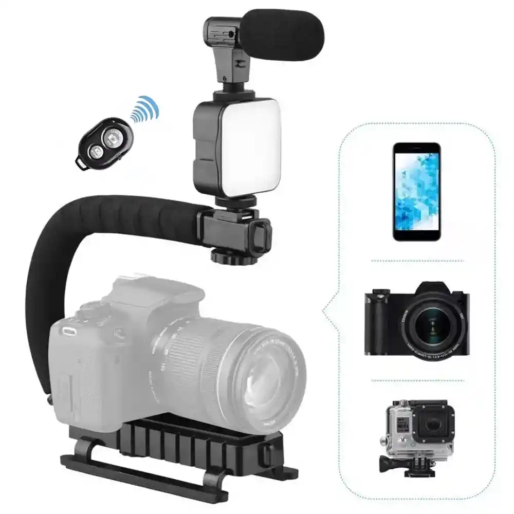 Kit Estabilizador De Video Celular Vlogging Led Mic Ay-49u