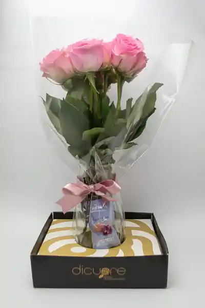 Regalo De Flores, 12 Rosas En Jarrón Y Caja