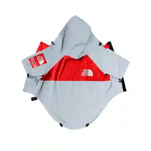 Impermeable Para Perro Chubasquero Gris Con Rojo Reflectivo