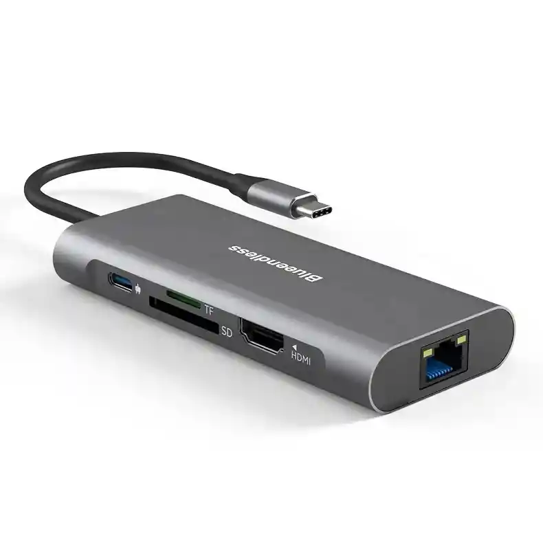 Hub Usb C Adaptador Multipuerto Hdmi Rj45 Pd 8 En 1 Mac Win