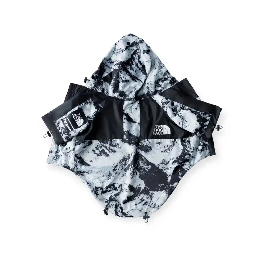 Impermeable Para Perro Chubasquero Estampado Gris Con Negro