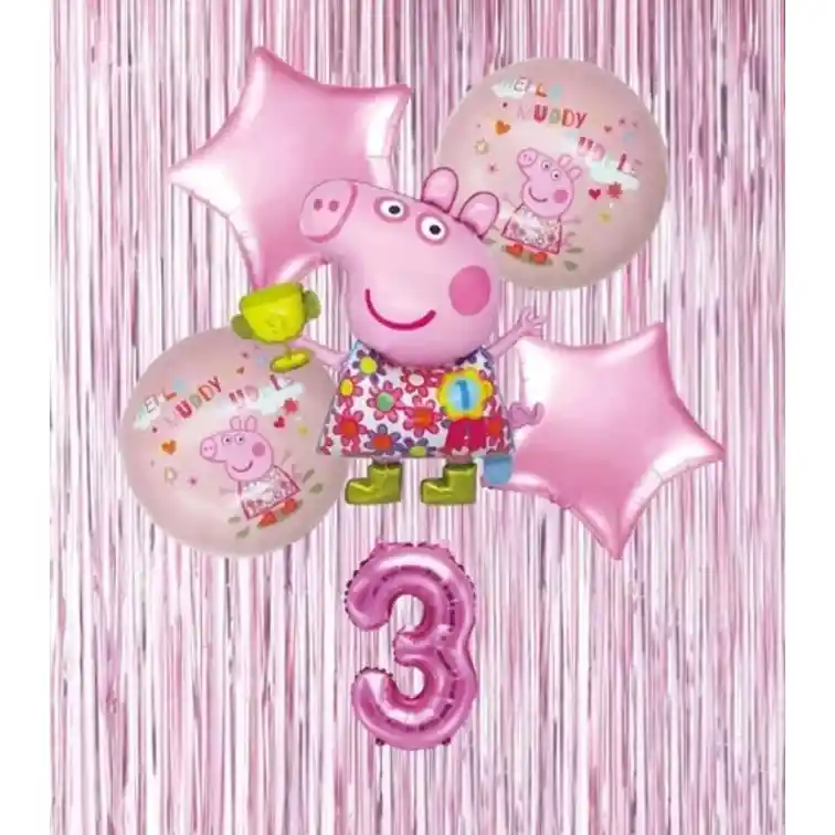 Kit Decoración Peppa Pig Bouquet, Cortina, Número Pepa