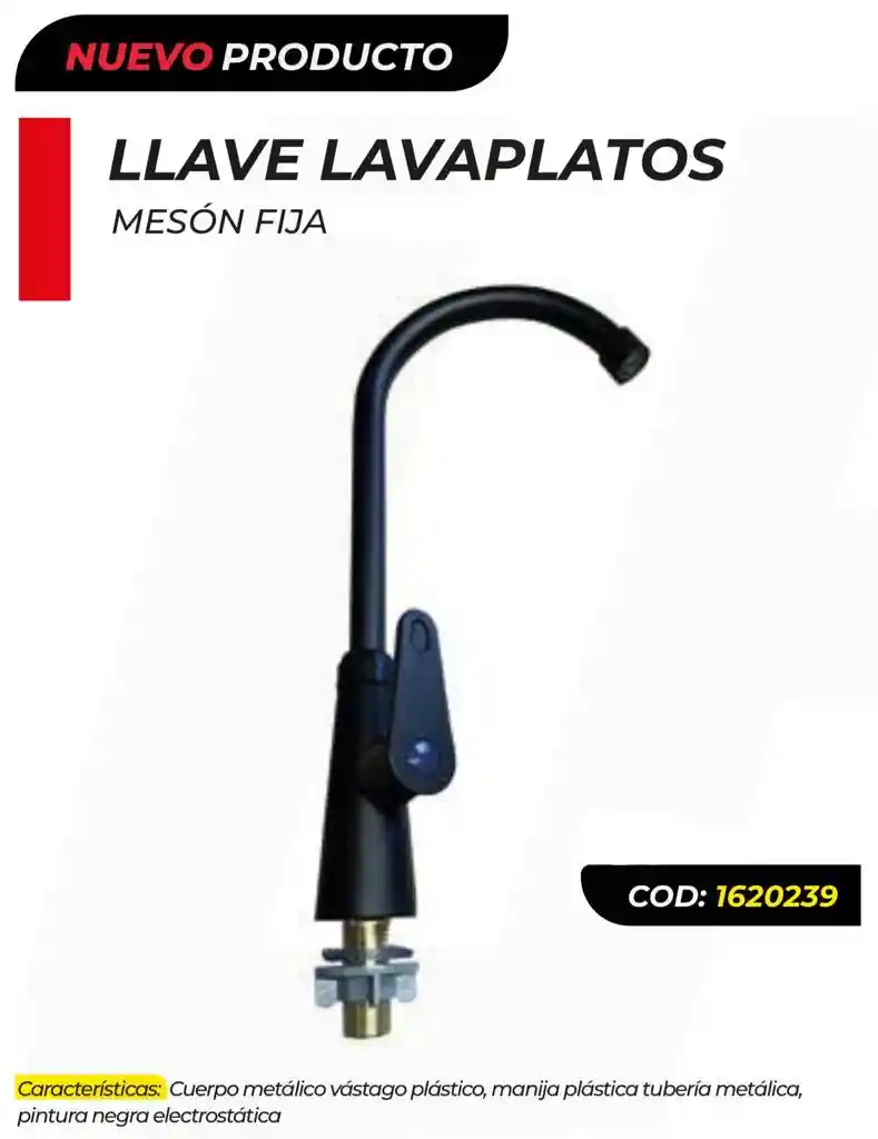 Llave Lavaplatos Meson Fija Palanca Negra