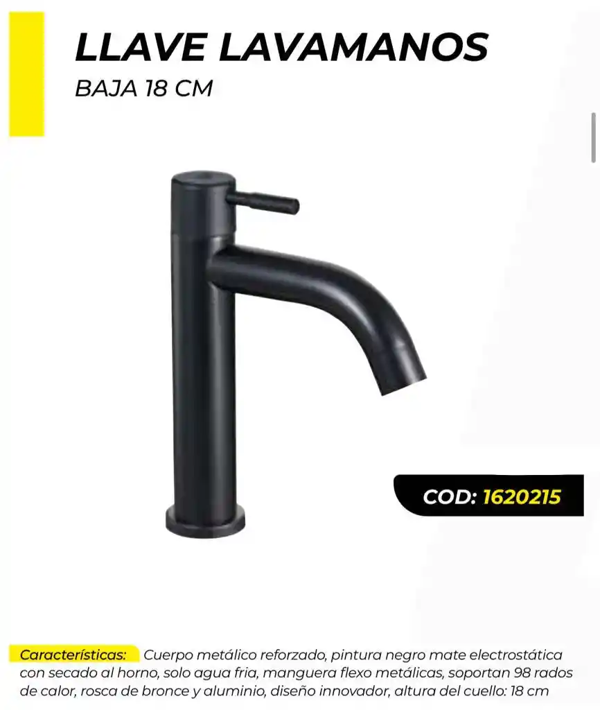 Llave Lavamanos Negra Electrostatica