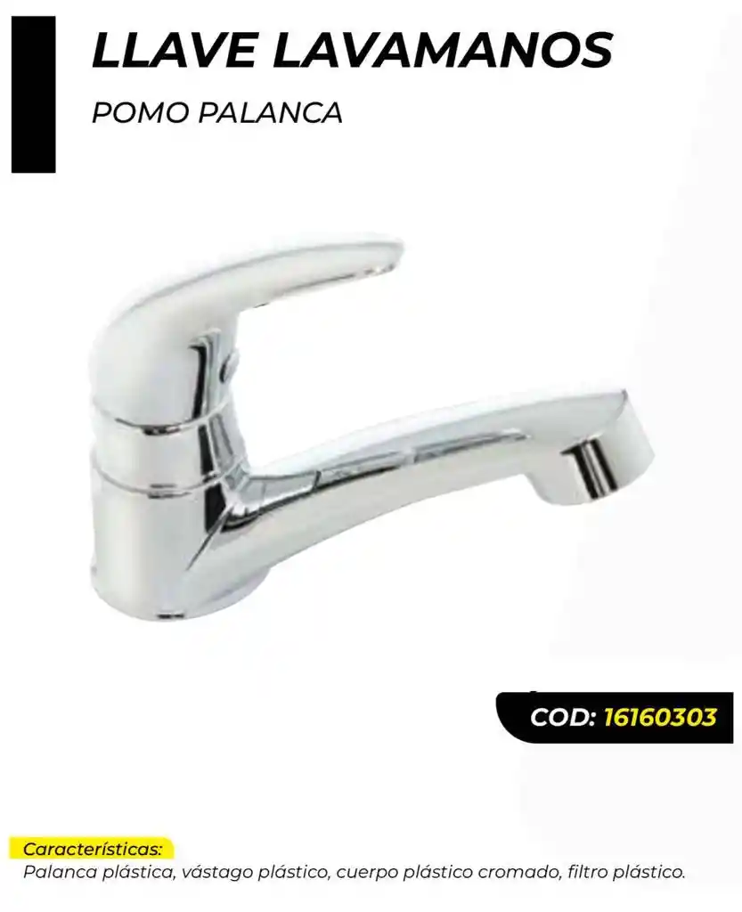 Llave Lavamanos Monocontrol Plastica