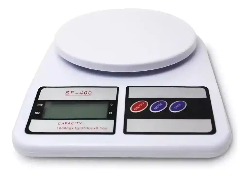 Balanza Gramera De Cocina Digital Electronic Sf-400 Pesa Hasta 10kg Blanca