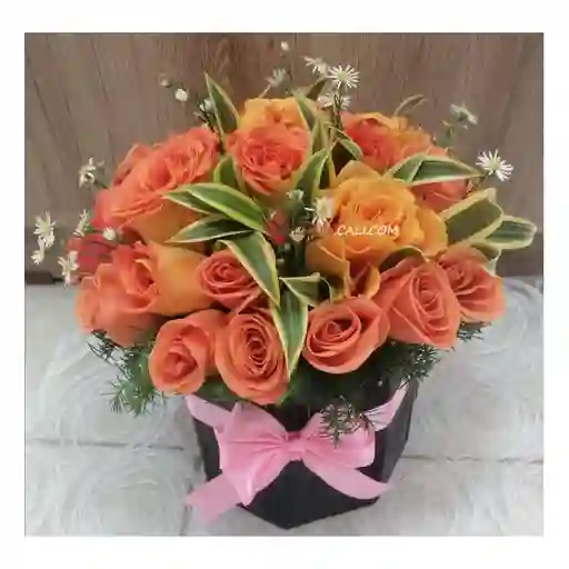 Cilindro Rosa Salmon Flores En Cali