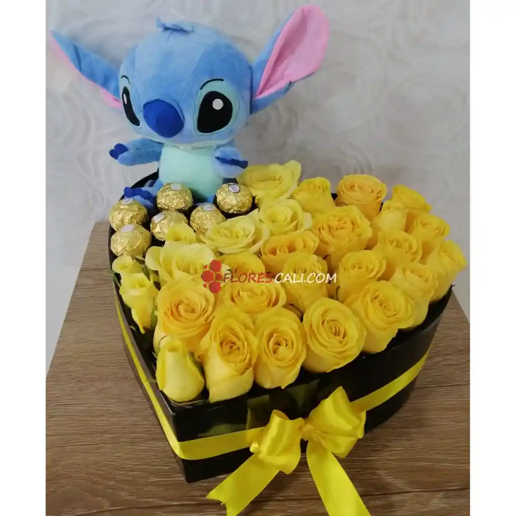 Corazon Stich Amarillo Floristeria En Cali
