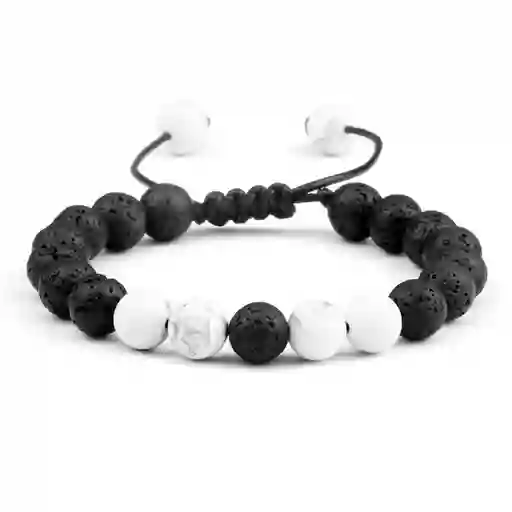Pulsera Cuarzo Blanco Piedra Volcanica Unisex +estuche