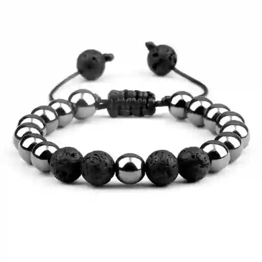 Pulsera Cuarzo Hematita - Volcanica Tejida Unisex + Estuche