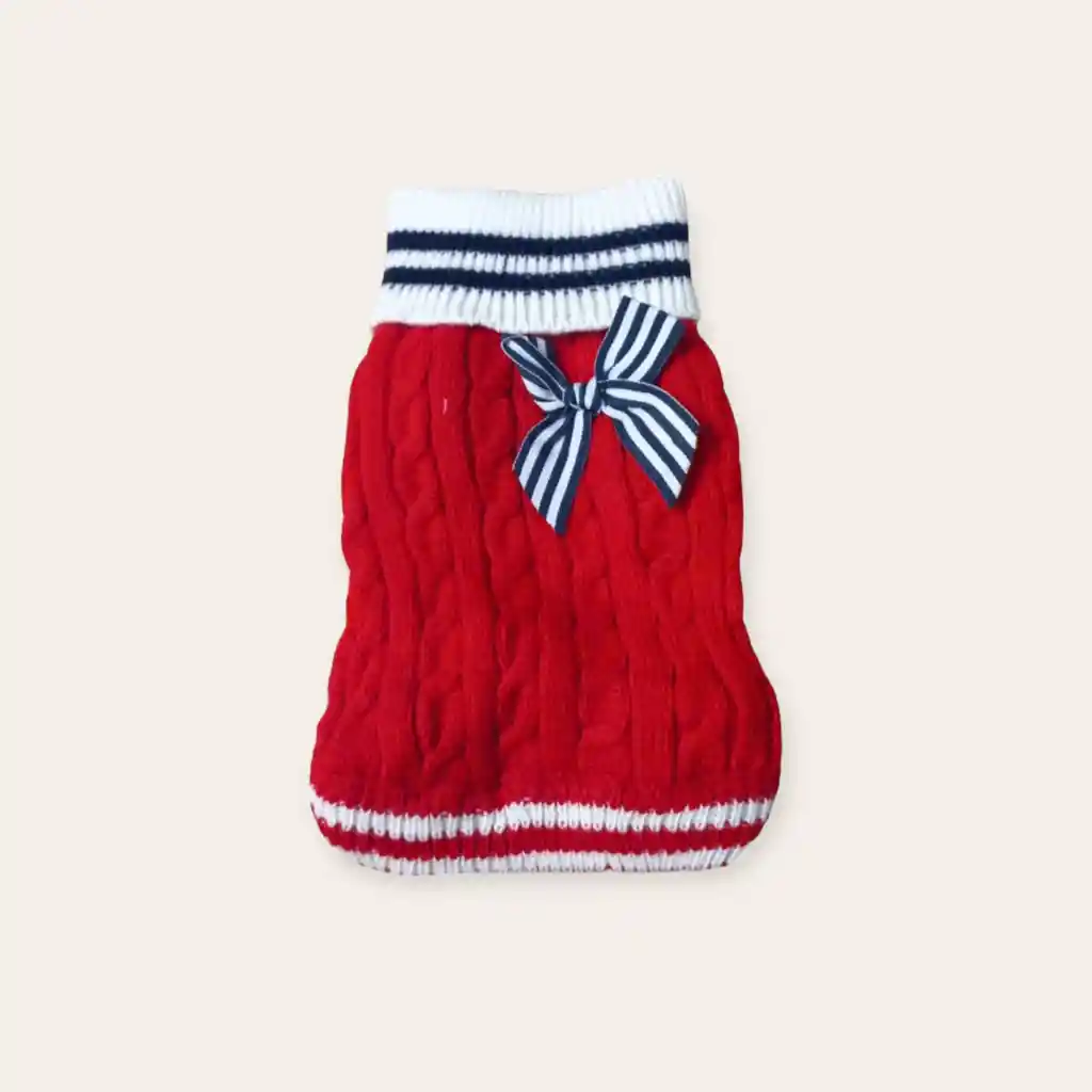 Sweater Buso Para Perro O Gato Rojo Con Moñito