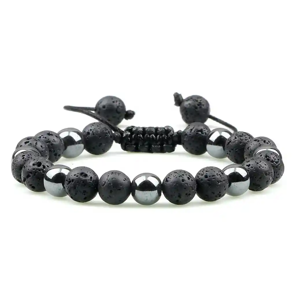 Pulsera Cuarzo Hematita- Piedra Volcanica + Estuche Gamushop