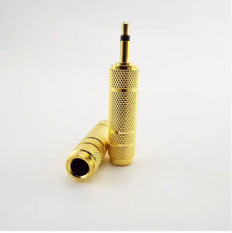 Adaptador Metalico Audio Plug Mono 3.5 Mm A Jack 6.3 Mm