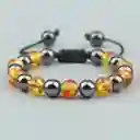 Pulsera Cuarzo Hematita - Bola Dragon Tejida + Estuche