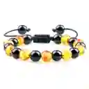 Pulsera Cuarzo Onix - Bola Dragon Tejida + Estuche Gamushop