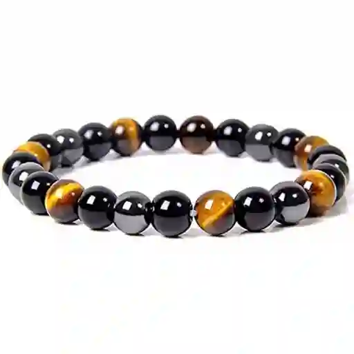 Pulsera Cuarzo Ojo De Tigre - Hematita - Onix + Estuche