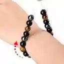 Pulsera Cuarzo Ojo De Tigre - Hematita - Onix + Estuche