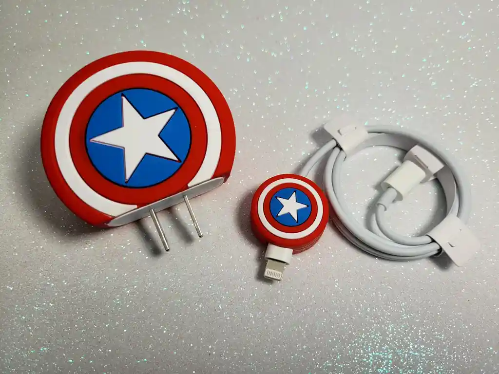 Set Protector Cargador Y Cable Iphone 20w Capitán América