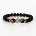Pulsera Cuarzo Ojo De Tigre Leon Piedra Volcanica + Estuche