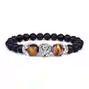 Pulsera Cuarzo Ojo De Tigre Leon Piedra Volcanica + Estuche