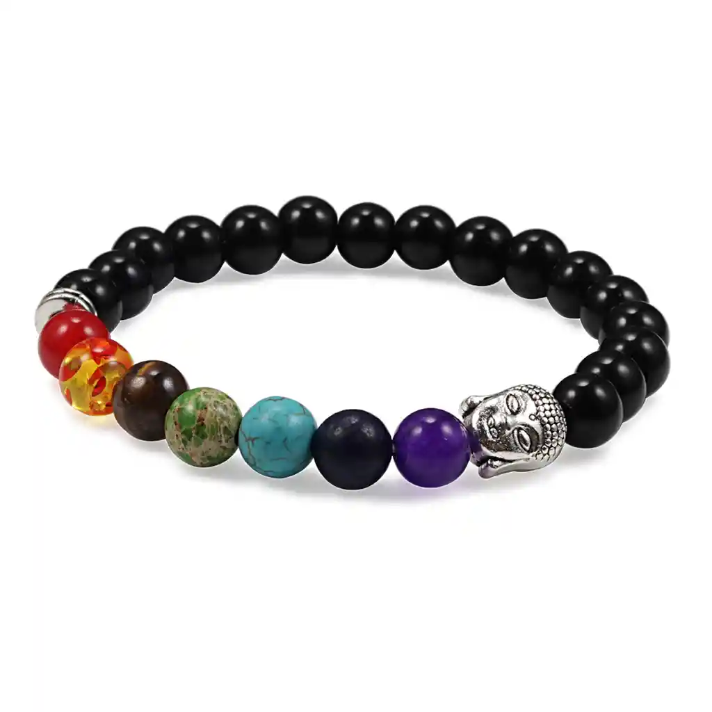 Pulsera Buda Cuarzo Onix 7 Chakras + Estuche Gamushop