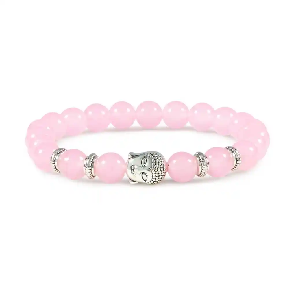 Pulsera Buda Sabiduria Cuarzo Rosa + Estuche Gamushop