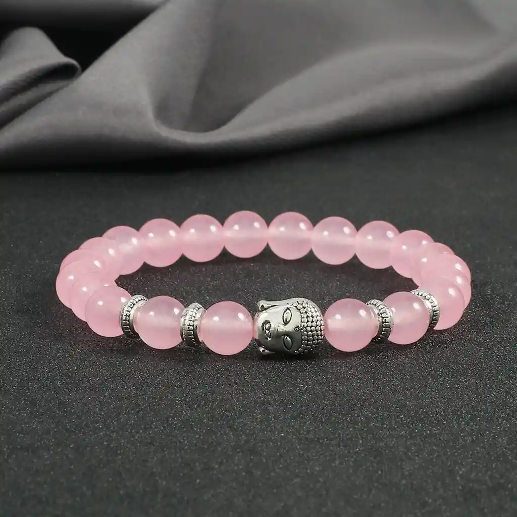 Pulsera Buda Sabiduria Cuarzo Rosa + Estuche Gamushop