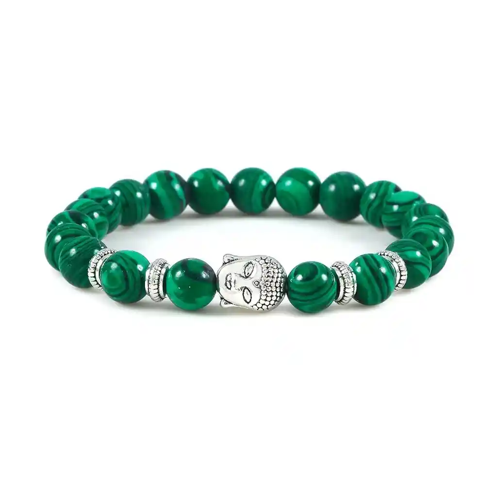 Pulsera Buda Sabiduria Cuarzo Malaquita + Estuche Gamushop