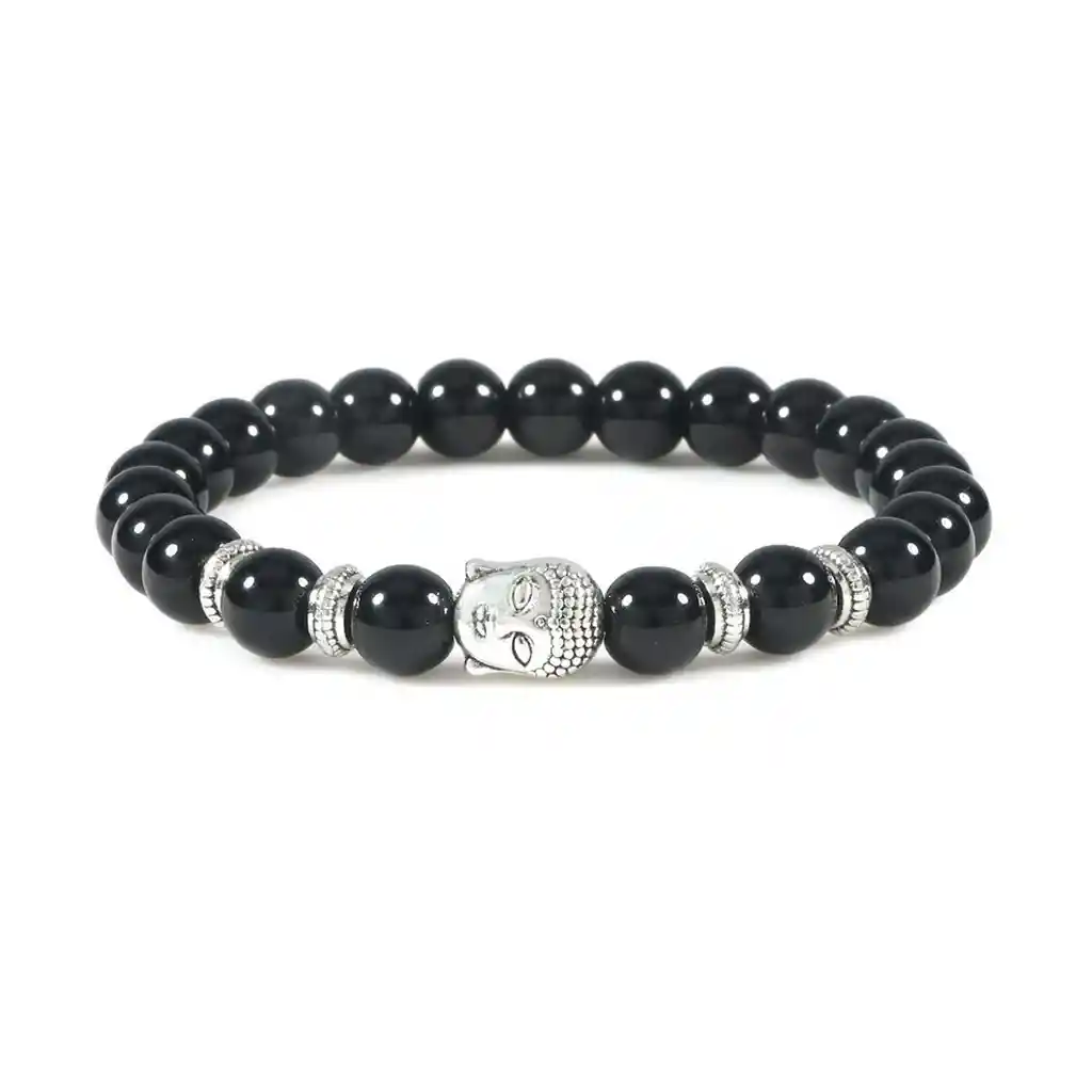 Pulsera Buda Sabiduria Cuarzo Onix + Estuche Gamushop