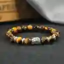 Pulsera Buda Sabiduria Cuarzo Ojo De Tigre + Estuche