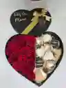 Caja De Lujo Corazón Grande Rosas Y Fresas Con Chocolate (programar)