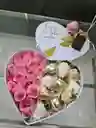 Caja De Lujo Corazón Grande Rosas Y Fresas Con Chocolate (programar)
