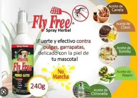 Fly Free Spray Antipulgas Gatos Y Perros *240gr