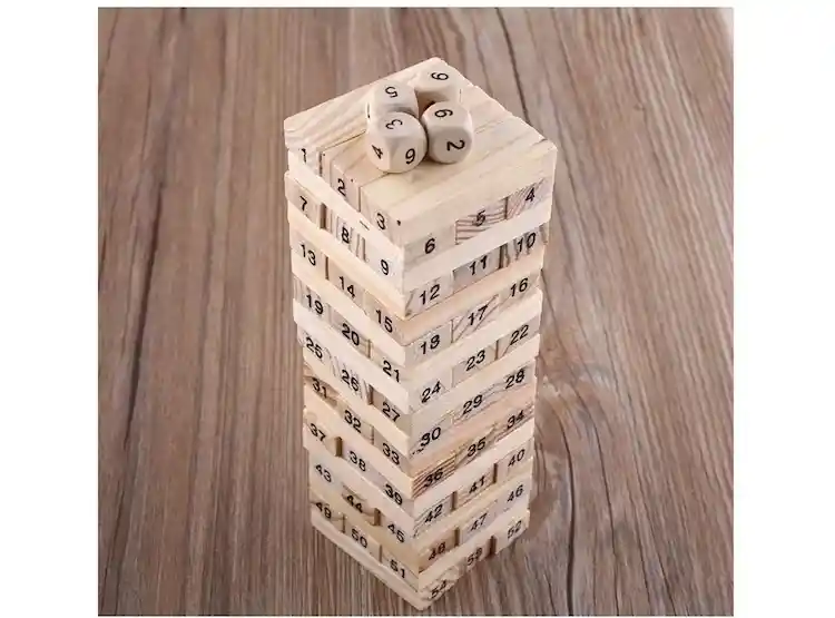 Juego Jenga De Madera Pequeño Portable 54 Piezas