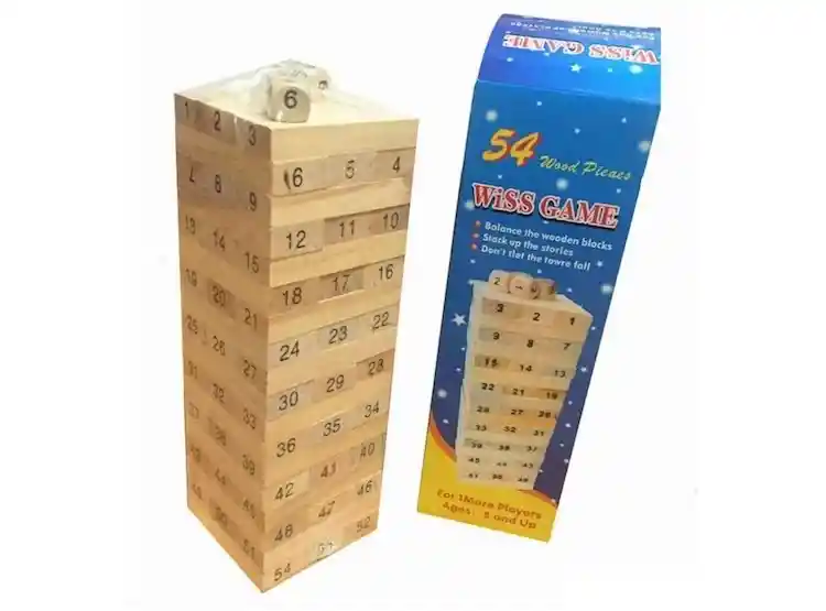 Juego Jenga De Madera Pequeño Portable 54 Piezas