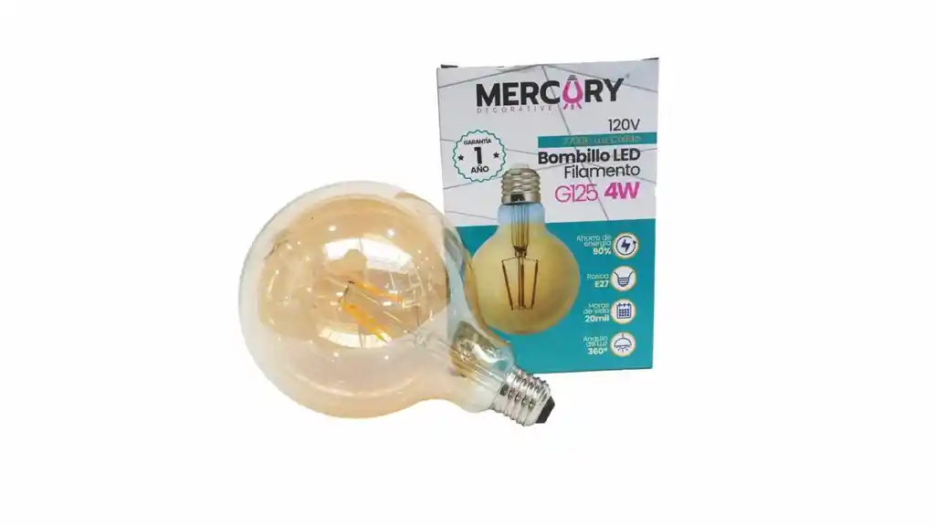 Bombillo Led Filamento G125 4w Globo Ibl40 Mercury