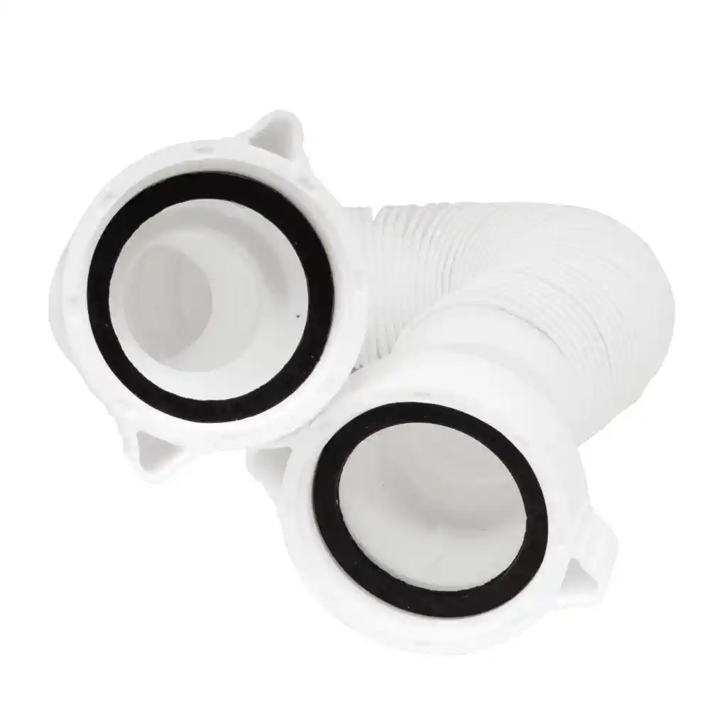 Sifon Flexible Doble Salida - Blanco 1 1/4" X 1 1/2"