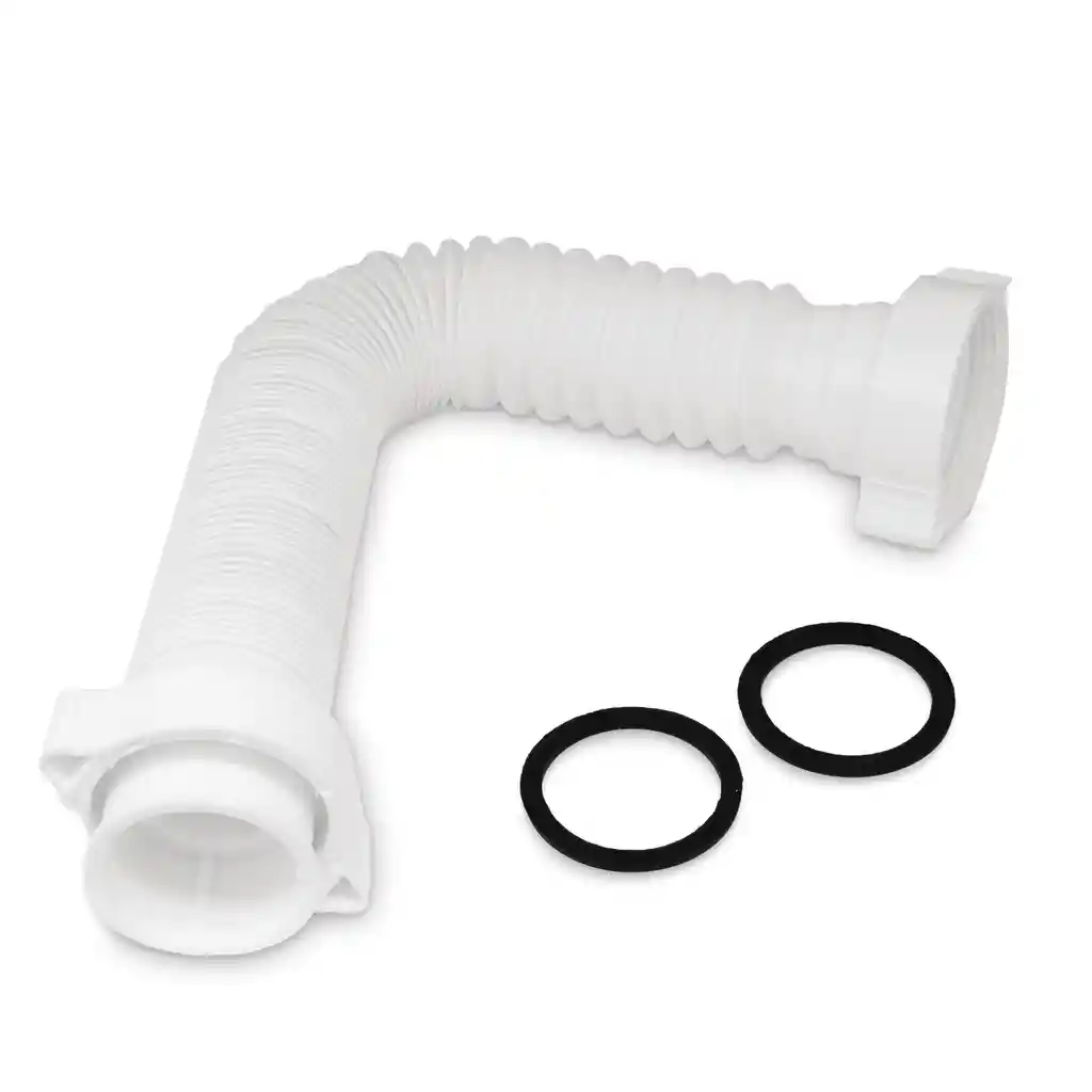Sifon Flexible Doble Salida - Blanco 1 1/4" X 1 1/2"