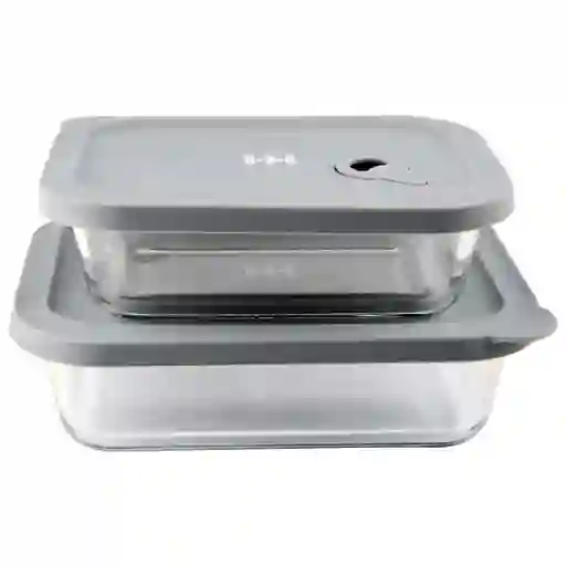 Set Recipiente H&h Rectangular Vidrioam03m03
