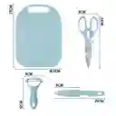 Tabla Implementos Cocina Pelador Tijeras Cuchillo Set X 4