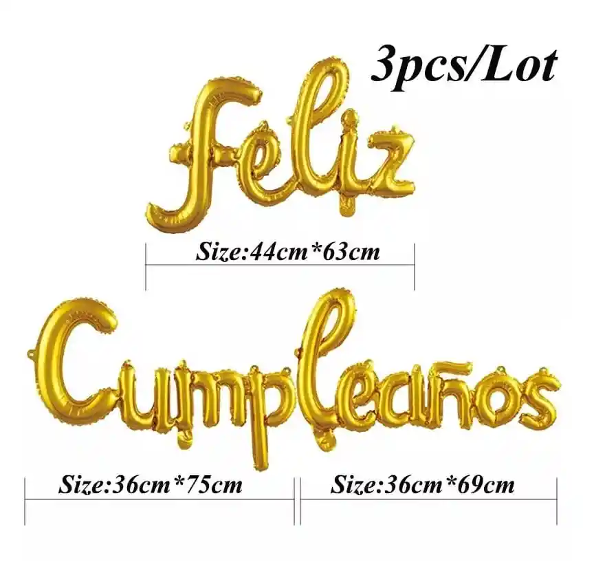 Globo Feliz Cumpleaños Metalizado Letra Cursiva